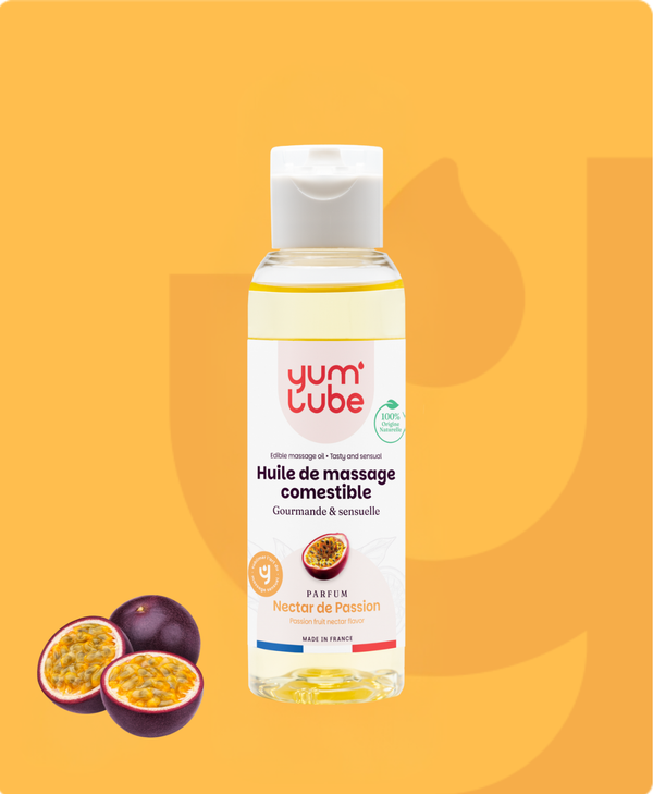 Huile de massage comestible Yum'Lube Passion, flacon de 100 ml
